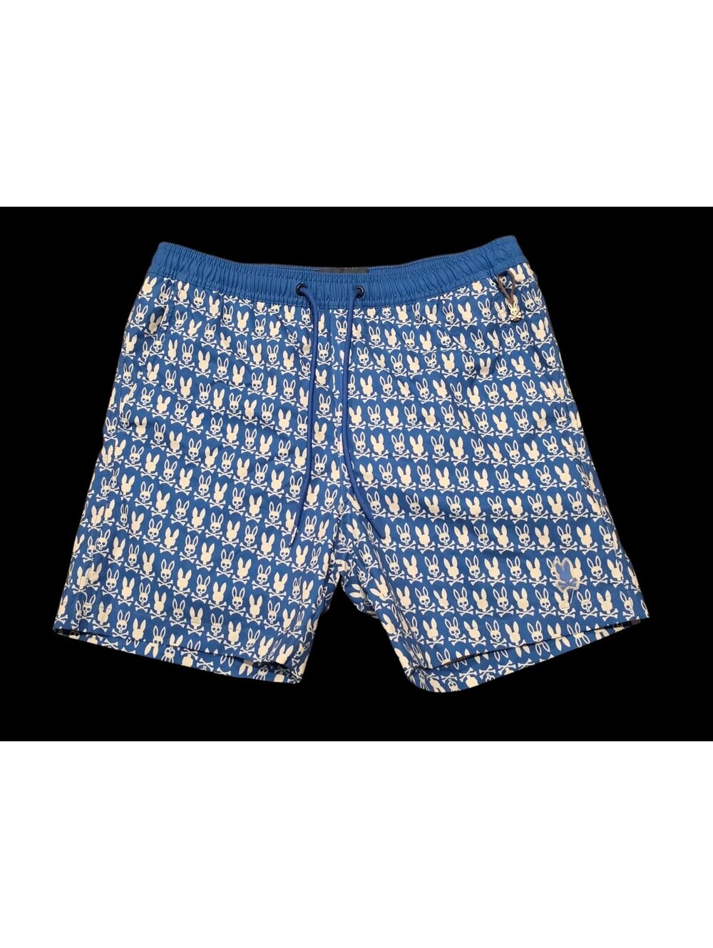 Psycho Bunny Swim Trunks Mens Small Blue All Over Print Swimming Cut Liner